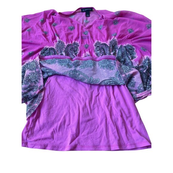 INC International Concepts Kimono Blouse Womens Petite Pink Paisley Boho Artsy - Picture 5 of 8